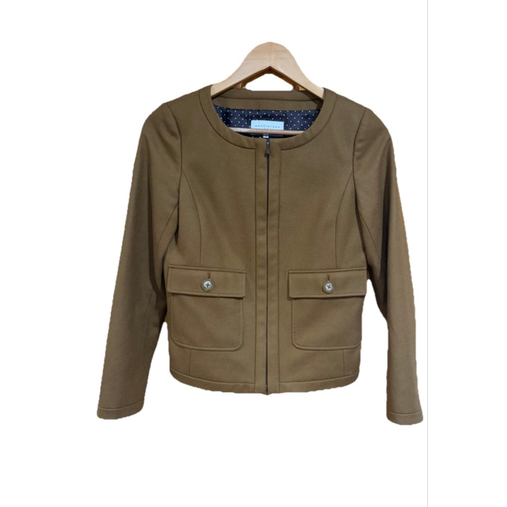 Mackintosh Philosophy Wool Jacket Brown Zip Front Cropped Coat Japan 36